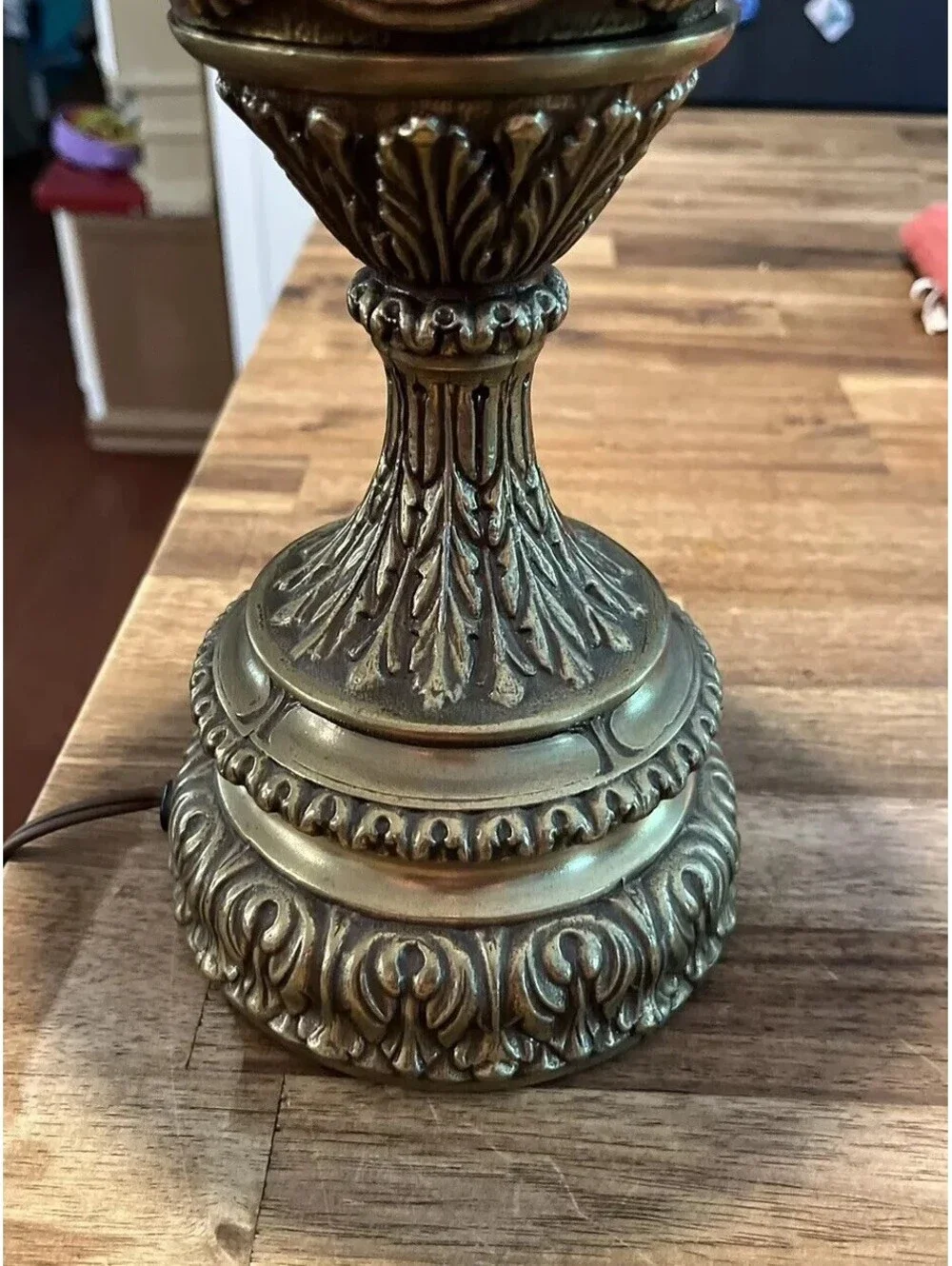 Brass Rams' Heads Table Lamp Urn Style Hollywood Regency Vintage